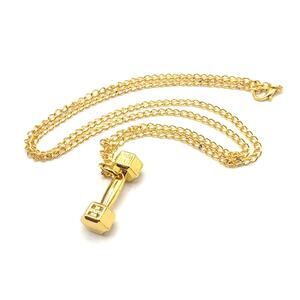 Stainless Steel Gold Dumbbell Fitness Necklace Bible Verse Valentine's Birthday